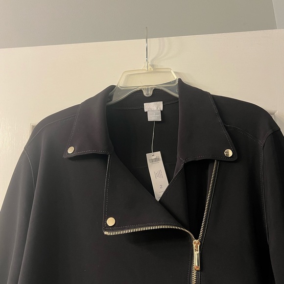 NWT Chico’s black moto jacket size 2 - Picture 7 of 12